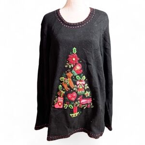 Quacker Factory Festive Black Christmas Sweater